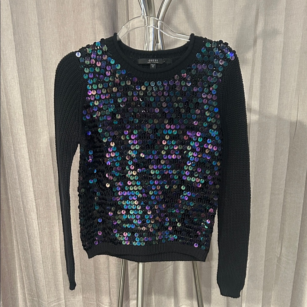 Guess Black Sweater with Multicolor Sequins